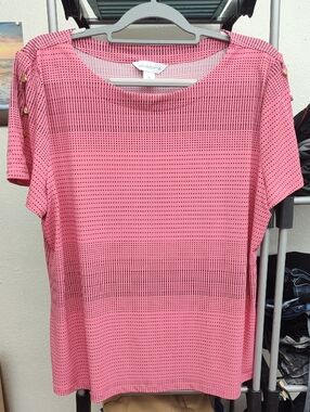 Liz Claiborne Pink Short Sleeve Dot Print Top
